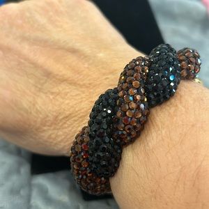 Jet Black & Smoky Topaz Crystal Rope Design Bracelet-Boutique